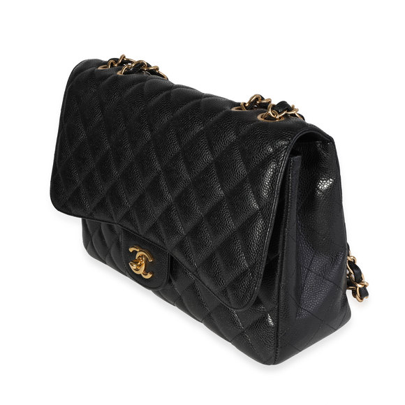 Chanel Black Quilted Caviar Jumbo Classic Single Flap Handbag - Picture 4 of 8